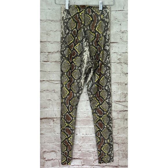 Commando Womens Faux Leather Animal Print Leggings Neon Snake Cobra Size Small - Picture 3 of 4